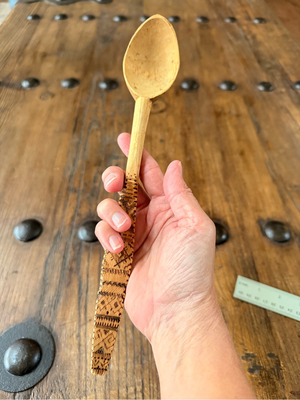 VTG Costa Rica Hand-Carved Decorative Wooden Spoon folk art - 1980s